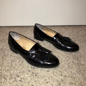 SALVATORE FERRAGAMO Dress Shoes TASSEL Black - Sz 9 Made in Italy NICE!